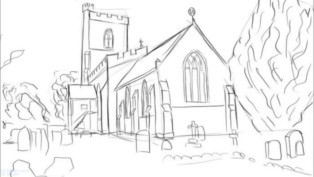 dibujo de iglesia para colorear scaled