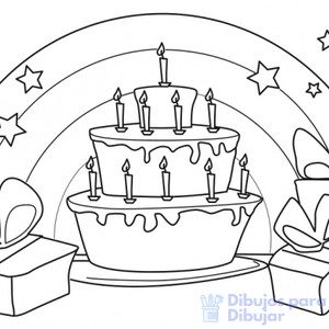pastel de cumpleaños dibujo